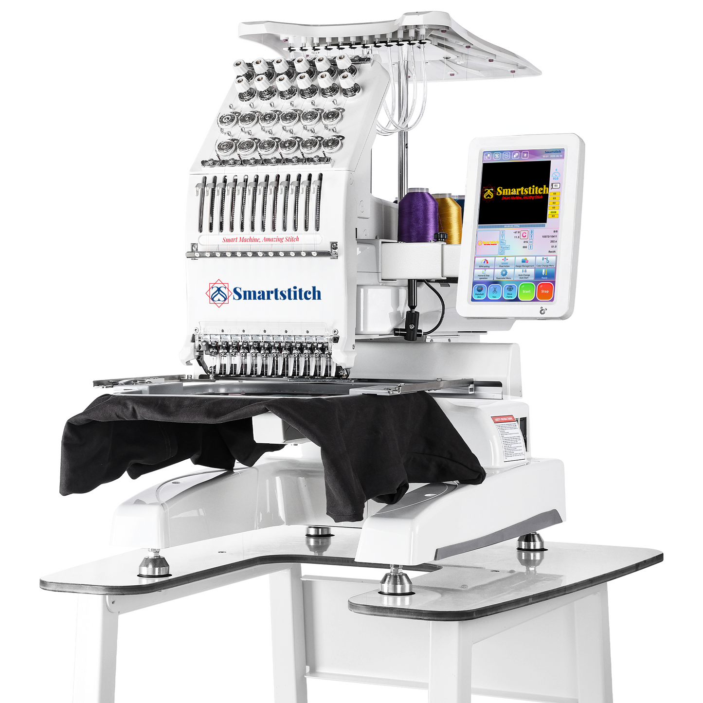 Smartstitch Embroidery Machine S1201, 12 Needles, WiFi Available, Max Speed 1200RPM, Embroidery Machine for Caps and Clothing with 9.5"x12.6" Embroidery Area (including embroidery starter kit)