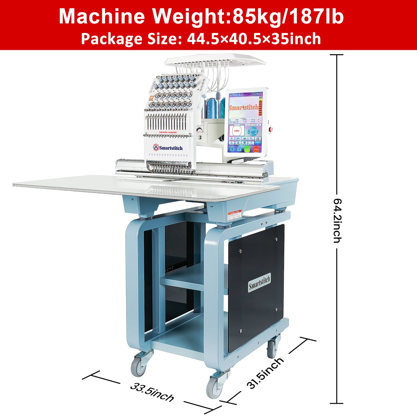 Smartstitch S-1501 Plus Beast Embroidery Machine with 15 Needles, WiFi Available, Max Speed 1200RPM, Embroidery Machine for Caps and Clothing with 24"x16" Embroidery Area