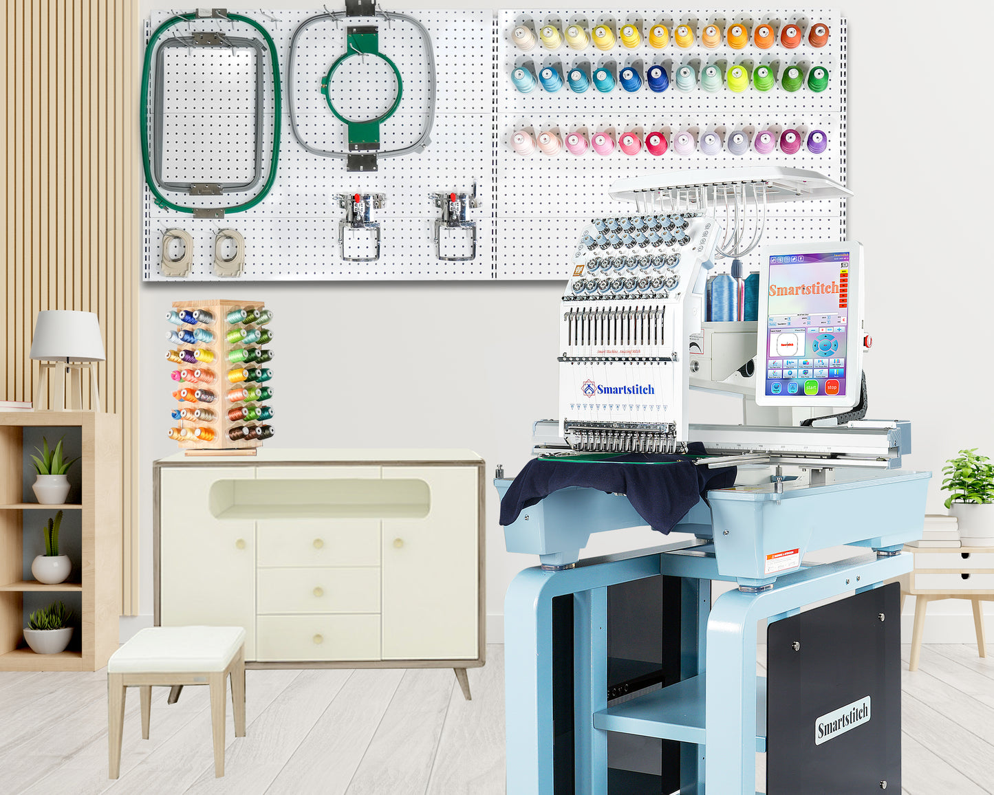 Smartstitch S-1501 Plus Beast Embroidery Machine with 15 Needles, WiFi Available, Max Speed 1200RPM, Embroidery Machine for Caps and Clothing with 24"x16" Embroidery Area