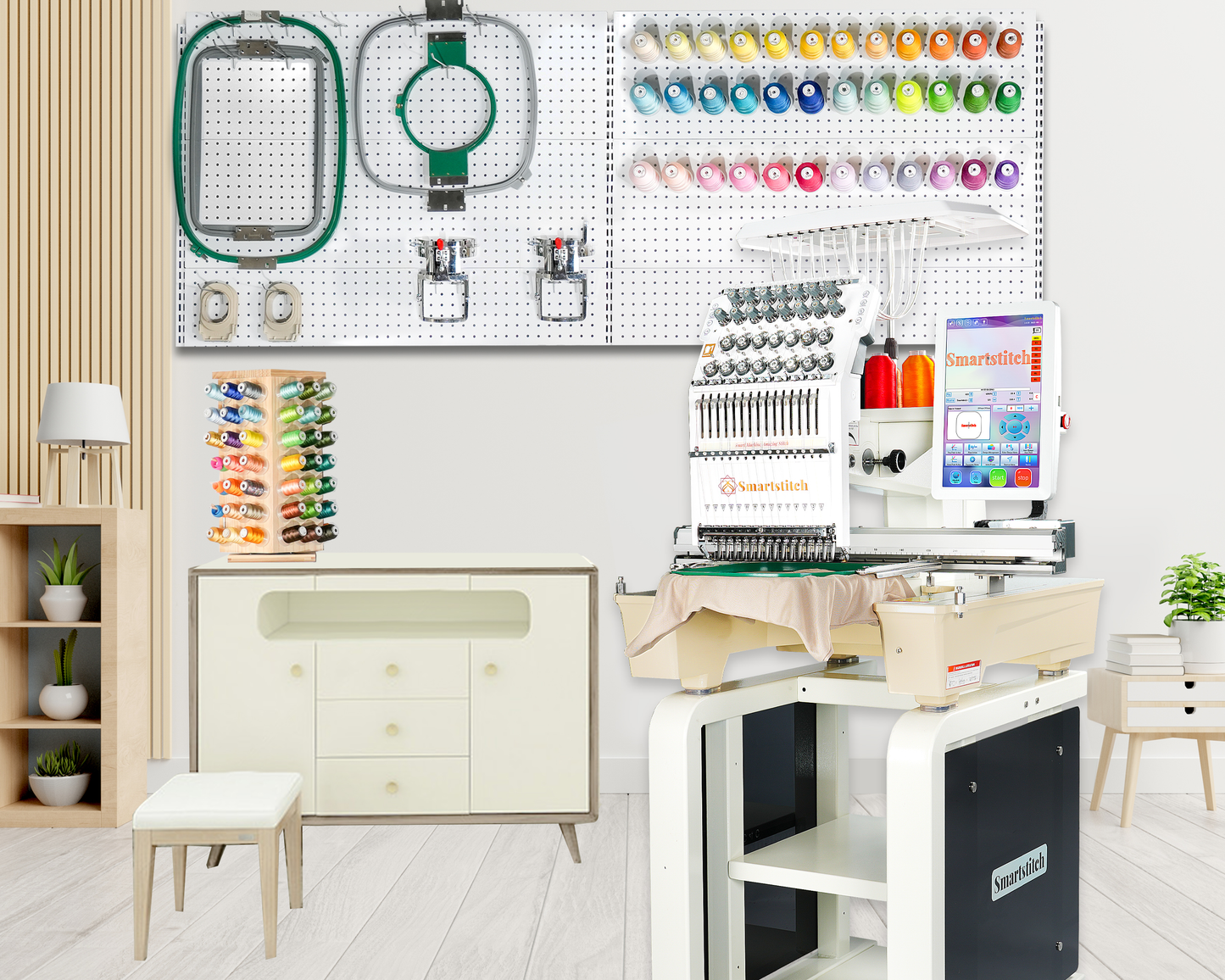 Smartstitch S-1501 Ultra Beast Embroidery Machine with 15 Needles, 20"x14" Embroidery Area, WiFi Available, Max Speed 1200RPM, Beast Machine Embroidering Cap, Hat, Structured Hats and more