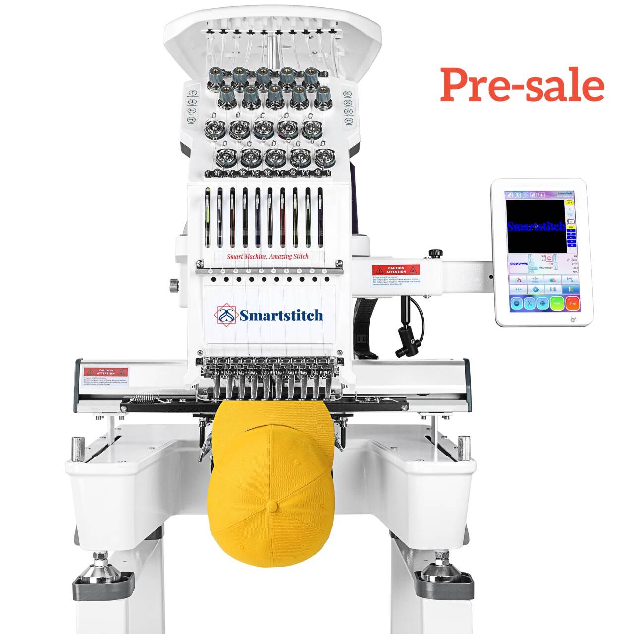 Smartstitch Embroidery Machine S1001, 10 Needles, Max Speed 1200RPM, Embroidery Machine for Caps and Clothing with 9.5"x14.2" Embroidery Area (including embroidery starter kit)