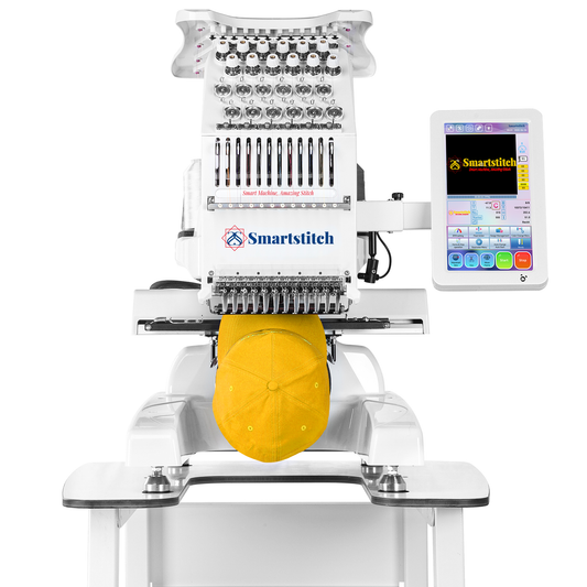 Smartstitch Embroidery Machine S1201, 12 Needles, WiFi Available, 10" Touch Screen, Max Speed 1200RPM, Embroidery Machine for Caps and Clothing with 9.5"x12.6" Embroidery Area (including embroidery starter kit)
