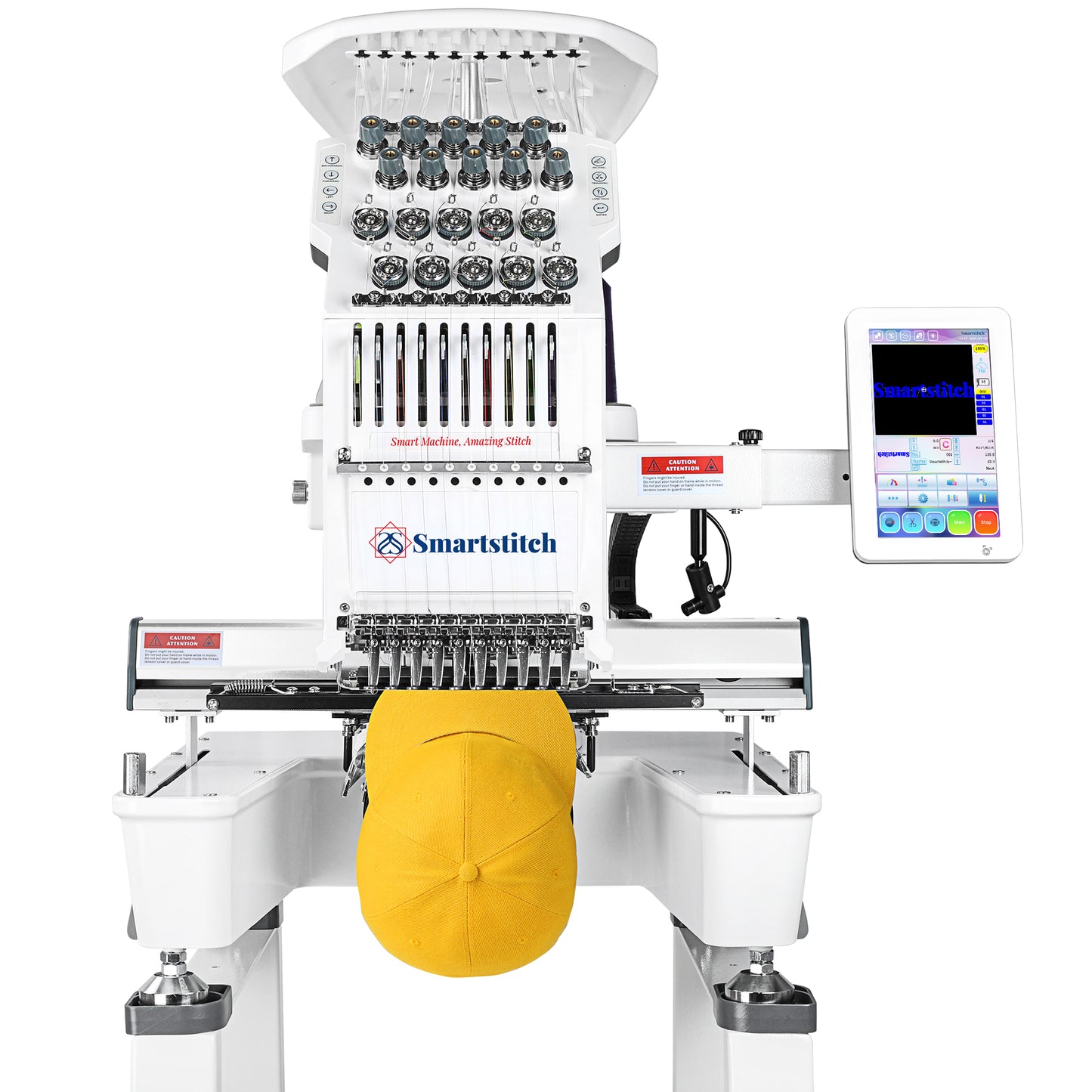 Smartstitch Embroidery Machine S1001, 10 Needles, Max Speed 1200RPM, Embroidery Machine for Caps and Clothing with 9.5"x14.2" Embroidery Area (including embroidery starter kit)