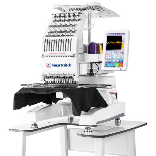 Smartstitch Embroidery Machine S1201, 12 Needles, WiFi Available, Max Speed 1200RPM, Embroidery Machine for Caps and Clothing with 9.5"x12.6" Embroidery Area (including embroidery starter kit)