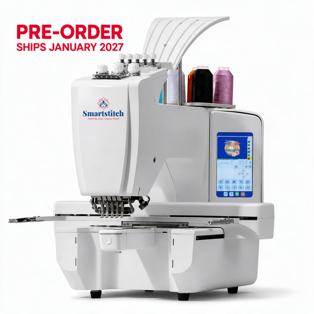 Smartstitch S-05E 5-Needle Portable Embroidery Machine, Compact Multi-Needle Desktop Machine for Caps, Shirts, Craft Fairs & Pop-Up Events, Mobile On-Site Customization (Creator Bundle)