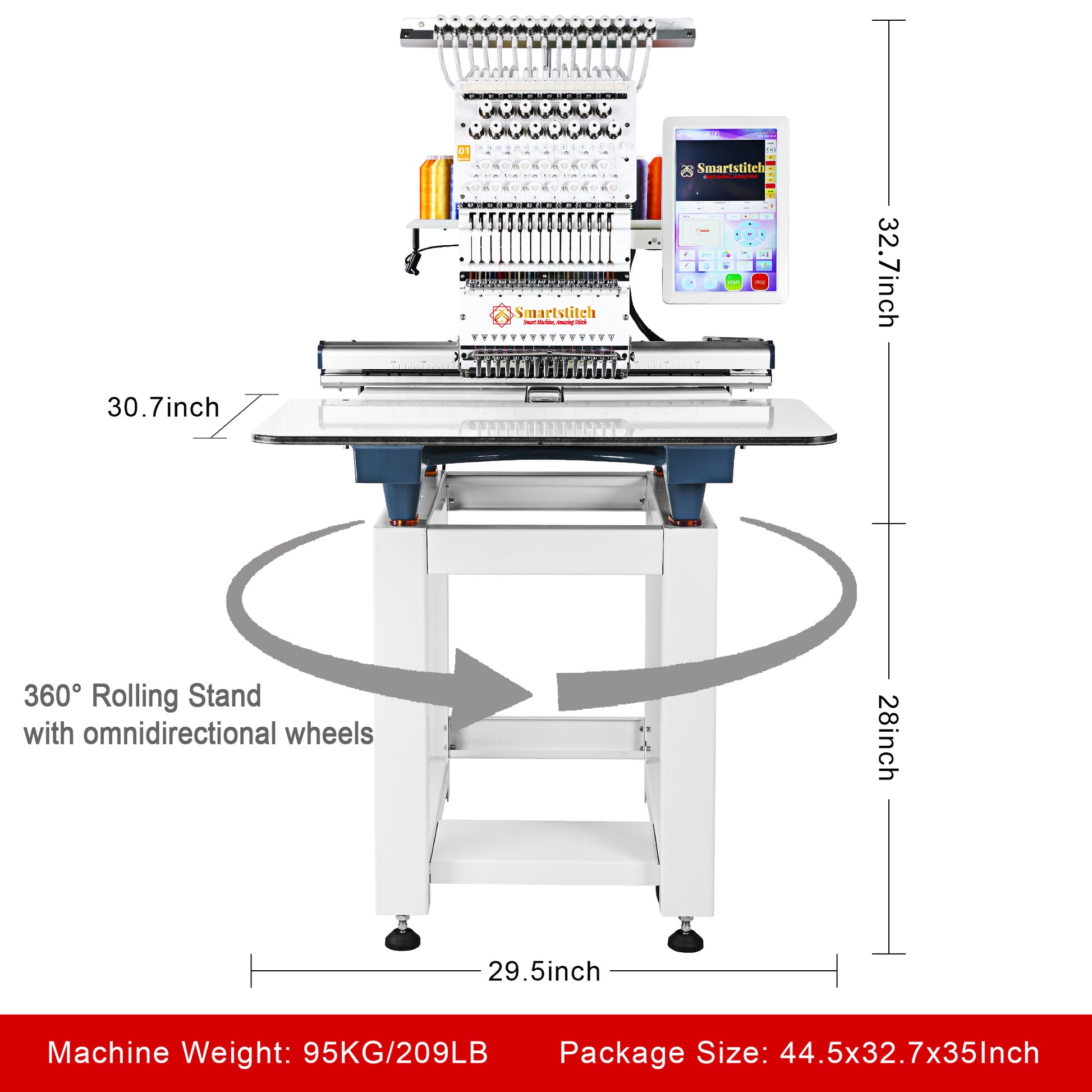 Smartstitch Embroidery Machine S1501, 15 Needles, Max Speed 1200RPM, C