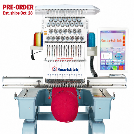 Smartstitch S-1501 Plus Beast Embroidery Machine with 15 Needles, WiFi Available, Max Speed 1200RPM, Embroidery Machine for Caps and Clothing with 24"x16" Embroidery Area
