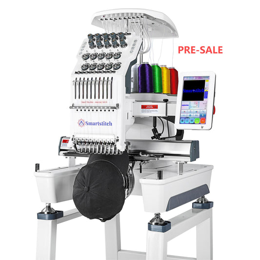 Smartstitch Embroidery Machine S1001, 10 Needles, Max Speed 1200RPM, Embroidery Machine for Hats and Clothing with 9.5"x14.2" Embroidery Area (including embroidery starter kit)