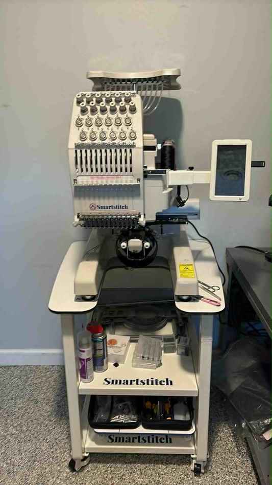 Used - Like New S-1201 20250818 with 1x5.5 Mighty Hoop Kit+1xDigital Tension Gauge+1 carton 60x5000m threads