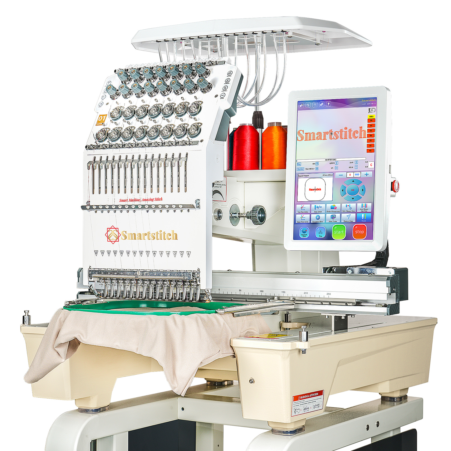 Smartstitch S-1501 Ultra Beast Embroidery Machine with 15 Needles, 20"x14" Embroidery Area, WiFi Available, Max Speed 1200RPM, Beast Machine Embroidering Cap, Hat, Structured Hats and more